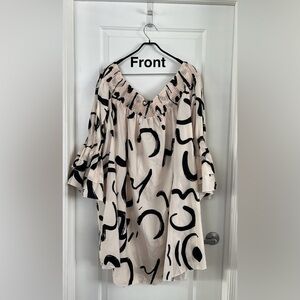 Chic Black and Cream Abstract Blouse oversized dress